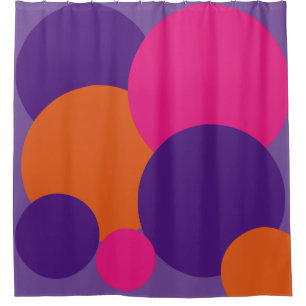 Orange, Purple and Hot Pink Polka Dots Shower Curt