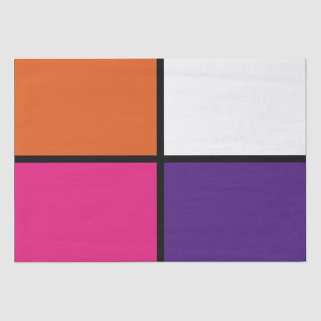 Orange, Purple and Hot Pink Squares  Tissue Paper (Front)