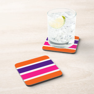 Orange, Purple and Pink Stripes Coaster