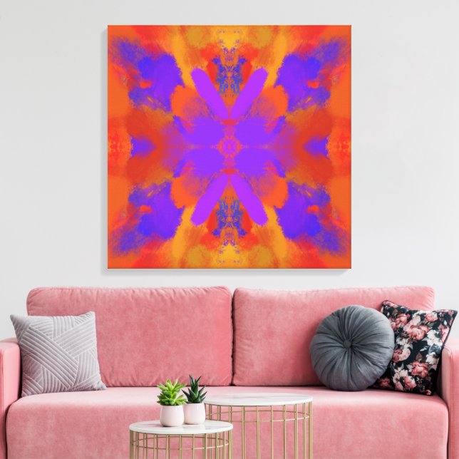Orange Purple And Red Abstract Graphic Art Design Canvas Print (Insitu(LivingRoom))