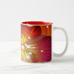 Orange, Purple and Yellow Flowers Two-Tone Coffee Mug
