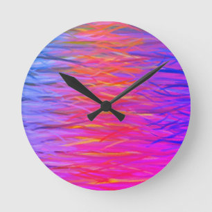Orange Purple Blue Abstract Painting Round Clock