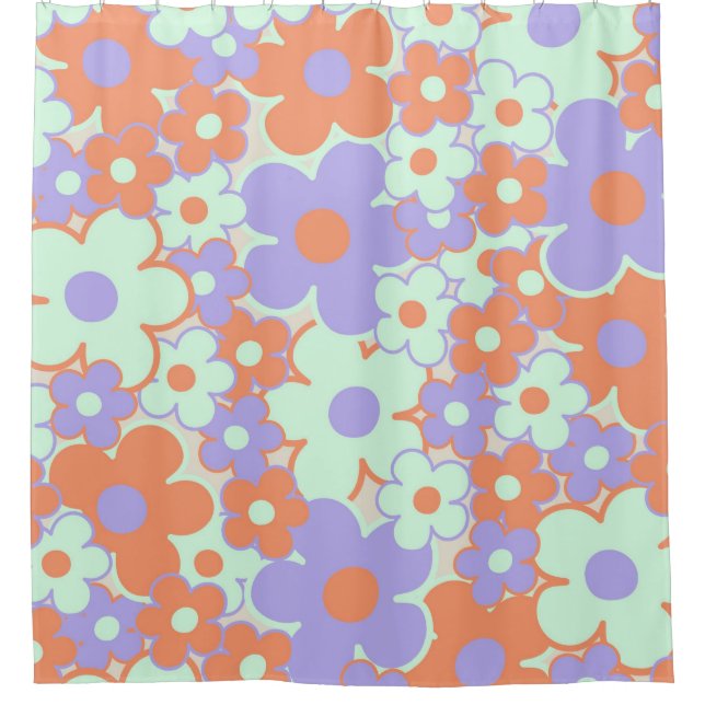 Orange Purple Blue Retro Y2K 70s Flower Pattern (Front)