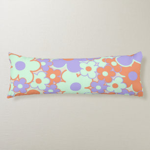 Orange Purple Blue Retro Y2K 70s Flower Pattern Body Pillow
