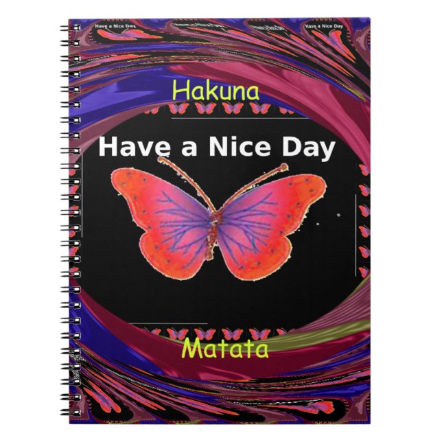 Orange Purple Butterfly Have a Nice Day Art Print Notebook (Front)