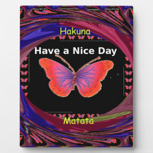 Orange Purple Butterfly Have a Nice Day Art Print Plaque
