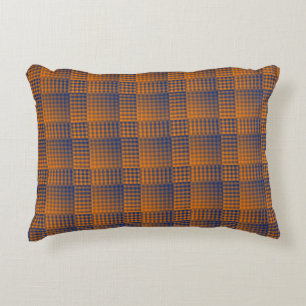 Orange Purple Checker Abstract Pattern Accent Pillow
