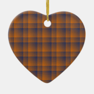 Orange Purple Checker Abstract Pattern Ceramic Ornament