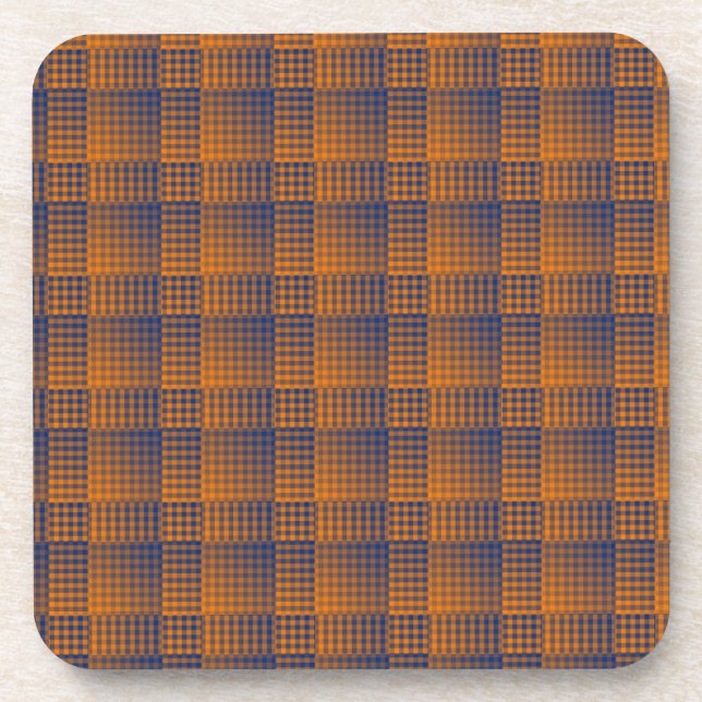 Orange Purple Checker Abstract Pattern Coaster (Front)
