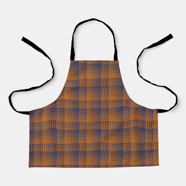 Orange Purple Chequered Abstract Pattern Apron (Front)
