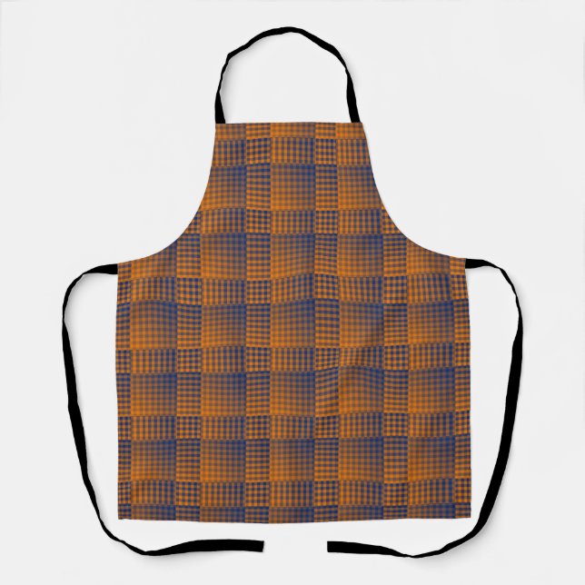 Orange Purple Chequered Abstract Pattern Apron (Front)