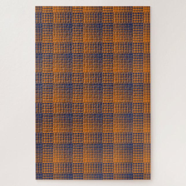 Orange Purple Chequered Abstract Pattern Jigsaw Puzzle (Vertical)
