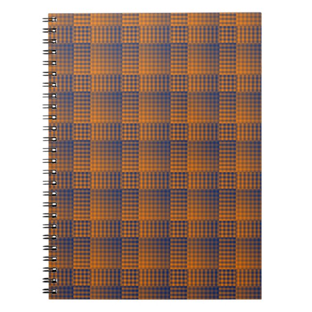 Orange Purple Chequered Abstract Pattern Notebook (Front)