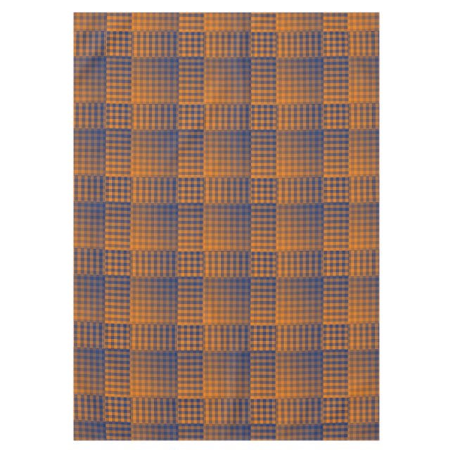 Orange Purple Chequered Abstract Pattern Tablecloth (Front)
