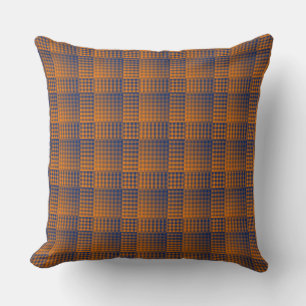 Orange Purple Chequered Abstract Pattern Throw Pillow