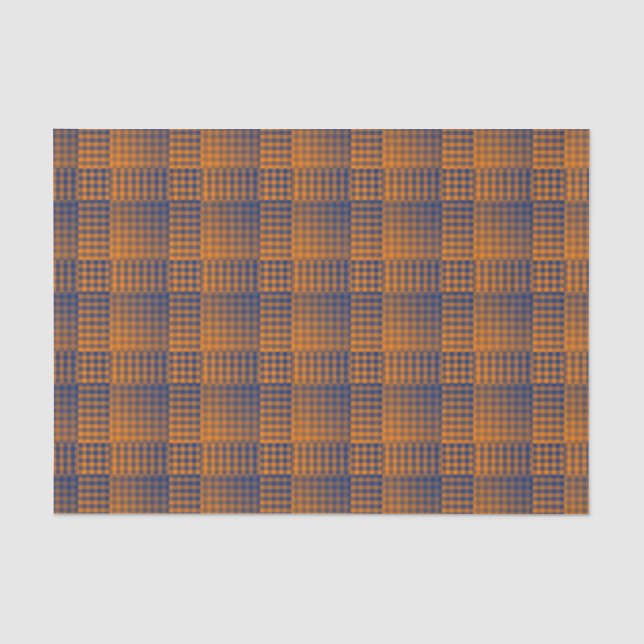 Orange Purple Chequered Abstract Pattern Tissue Paper (Front)