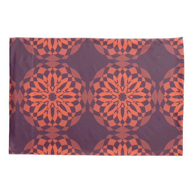 Orange purple cool, unique, trendy flower abstract pillowcase (Back)