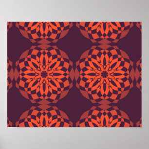Orange purple cool, unique, trendy flower abstract poster