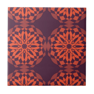 Orange purple cool, unique, trendy flower abstract tile