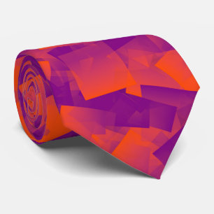 Orange Purple Cubism Abstract Pattern Tie