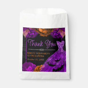 Orange & Purple Floral Dress Halloween Quinceanera Favour Bag