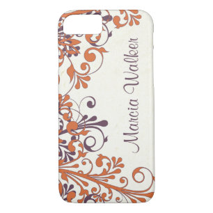 Orange Purple Floral Personalized Case-Mate iPhone Case