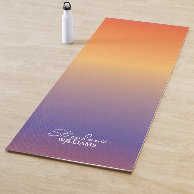 Orange-Purple Gradient Yoga Mat with Custom Name (In Situ)