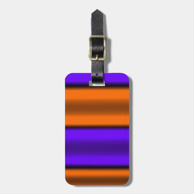 Orange & Purple Horizontal Stripes Luggage Tag (Front Vertical)