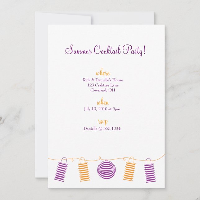 Orange & Purple Lanterns Invitation (Front)