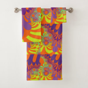 Orange Purple Mod Bathroom Towel Set