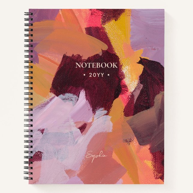Orange & Purple | Modern Abstract Art Personalized Notebook (Front)