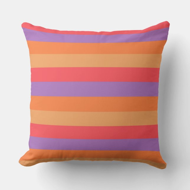Orange Purple Modern Stripes Throw Pillow (Front)