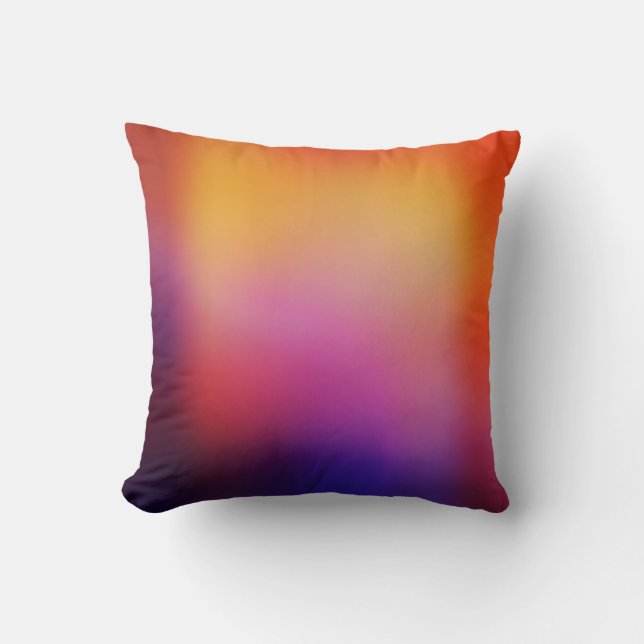 Orange Purple Pink and Yellow Abstract Glow Modern Throw Pillow (Front)