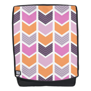 Orange Purple Pink Geometric Chevron Pattern Backpack