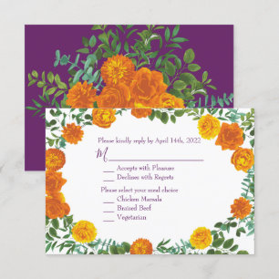 Orange & Purple Plum Peony Rose Invitation Reply