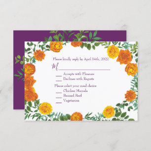 Orange & Purple Plum Peony Rose Invitation Réponse