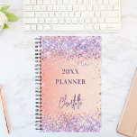 Orange purple rose gold violet glitter script 2025 planner<br><div class="desc">An orange and rose gold gradient background. Decorated with rose gold and violet,  lavender coloured faux glitter sparkles. Personalize and add a title and a name. The name is written with a modern script,  signature look.</div>
