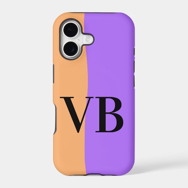 Orange purple solid add name letter monogram text (Back)