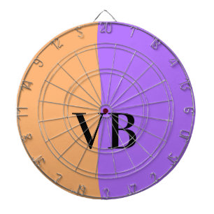Orange purple solid add name letter monogram text dartboard