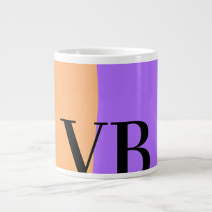 Orange purple solid add name letter monogram text large coffee mug