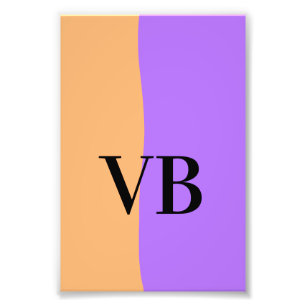 Orange purple solid add name letter monogram text photo print