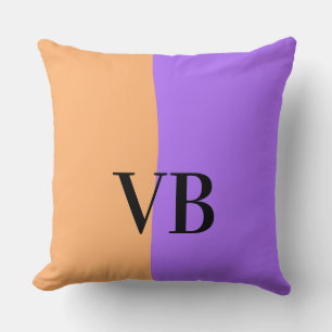 Orange purple solid add name letter monogram text throw pillow