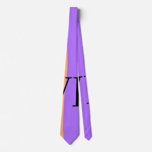 Orange purple solid add name letter monogram text tie