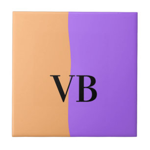 Orange purple solid add name letter monogram text tile