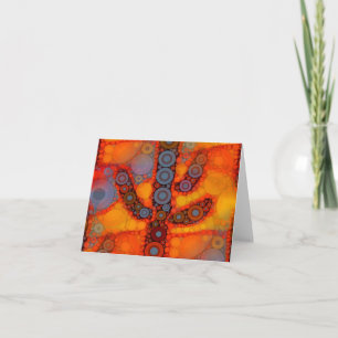 Orange Purple Southwestern Saguaro Cactus Mosaic Card