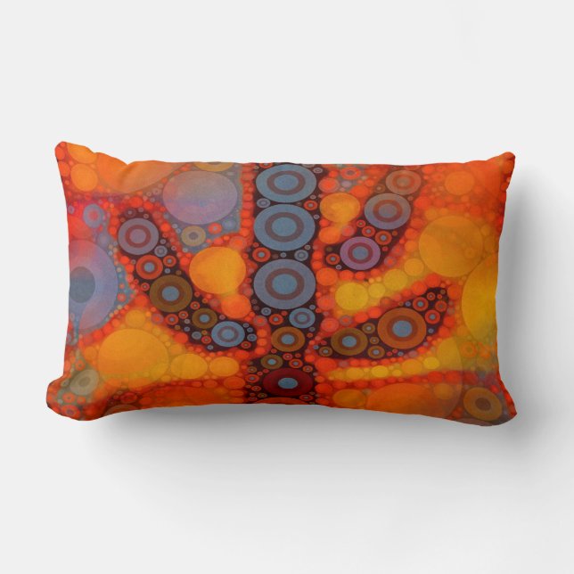Orange Purple Southwestern Saguaro Cactus Mosaic Lumbar Pillow (Front)