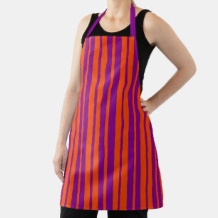 Orange Purple Stylish Stripes Pattern Design Apron