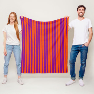 Orange Purple Stylish Stripes Pattern Design Fleece Blanket