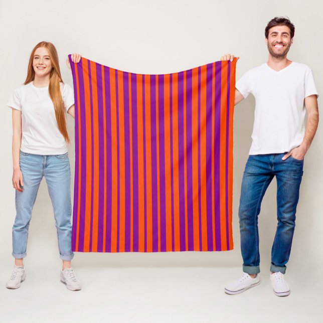 Orange Purple Stylish Stripes Pattern Design  Fleece Blanket (Creator Uploaded)