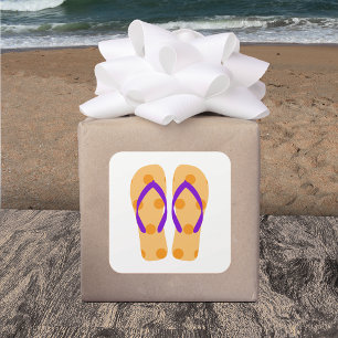 Orange Purple Summer Beach Party Flip Flop Sticker